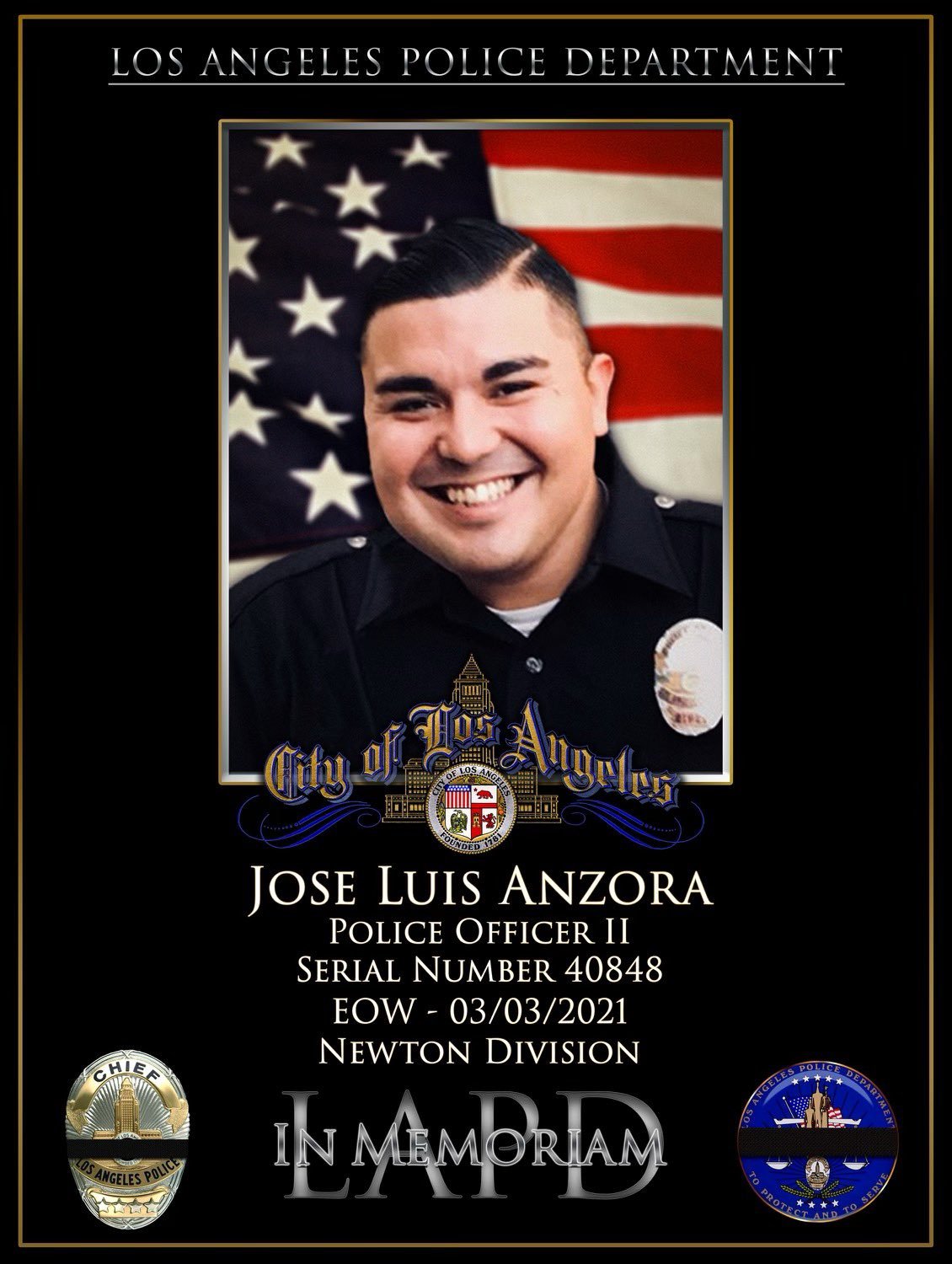 LAPD Officer Jose Luis Anzora End of Watch Poster