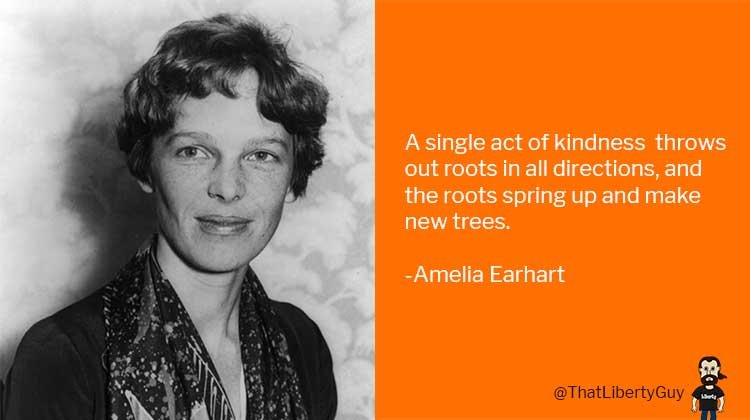 A single act of kindness throws out roots in all directions, and the roots spring up and make new trees. -Amelia Earhart